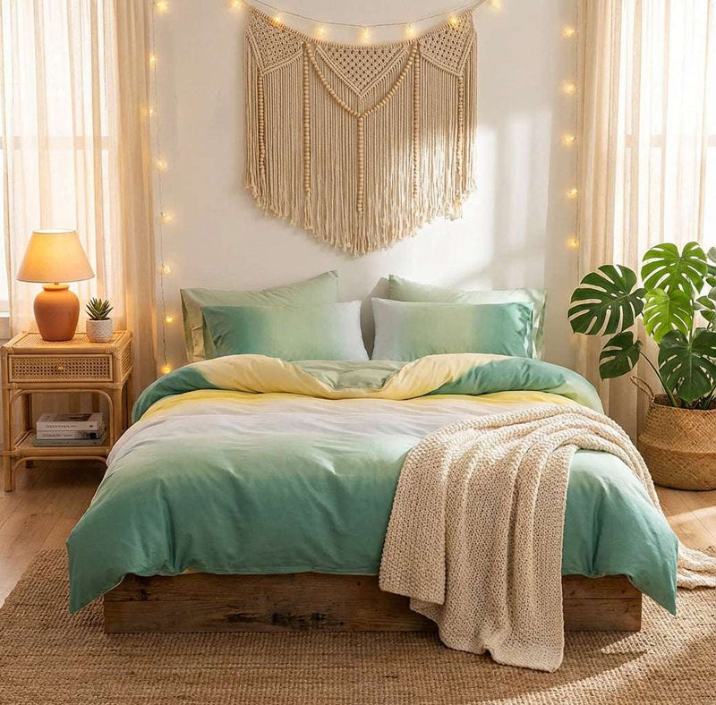 PureOnSkin Gradient 4-Piece Cotton Bedding Set - Soft & Breathable – Iridescent green