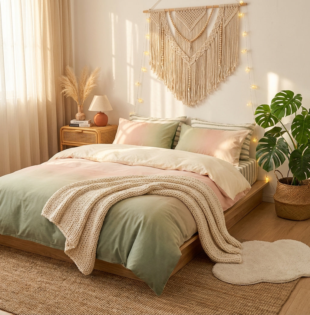 PureOnSkin Gradient 4-Piece Cotton Bedding Set - Soft & Breathable