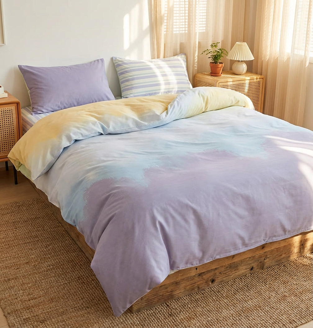 PureOnSkin Gradient 4-Piece Cotton Bedding Set - Soft & Breathable