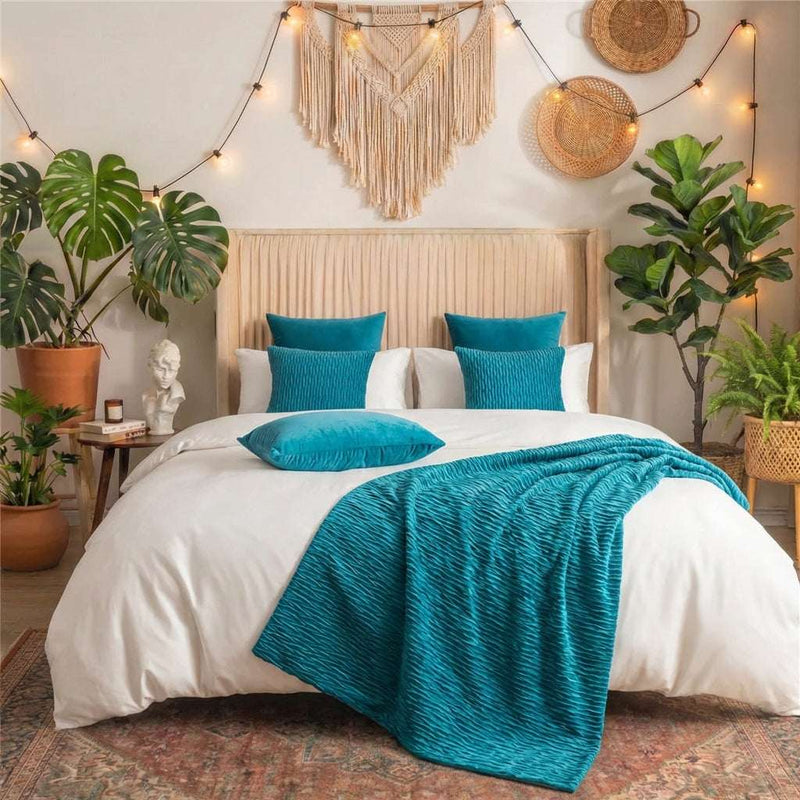 Cotton and Linen Bed Runner – Sky Blue