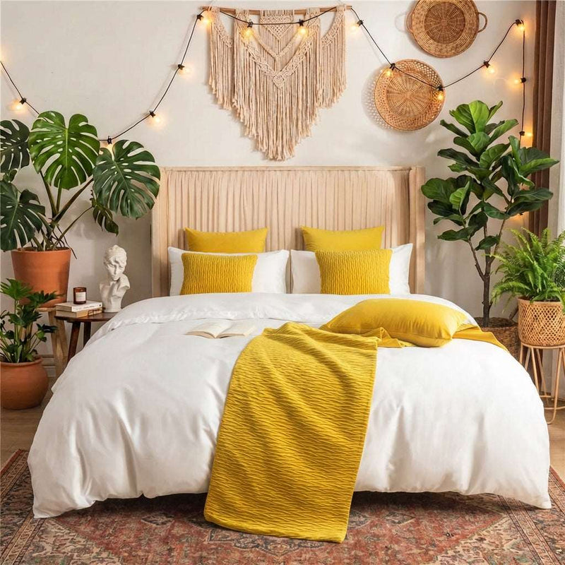 Cotton and Linen Bed Runner – Bright yellow