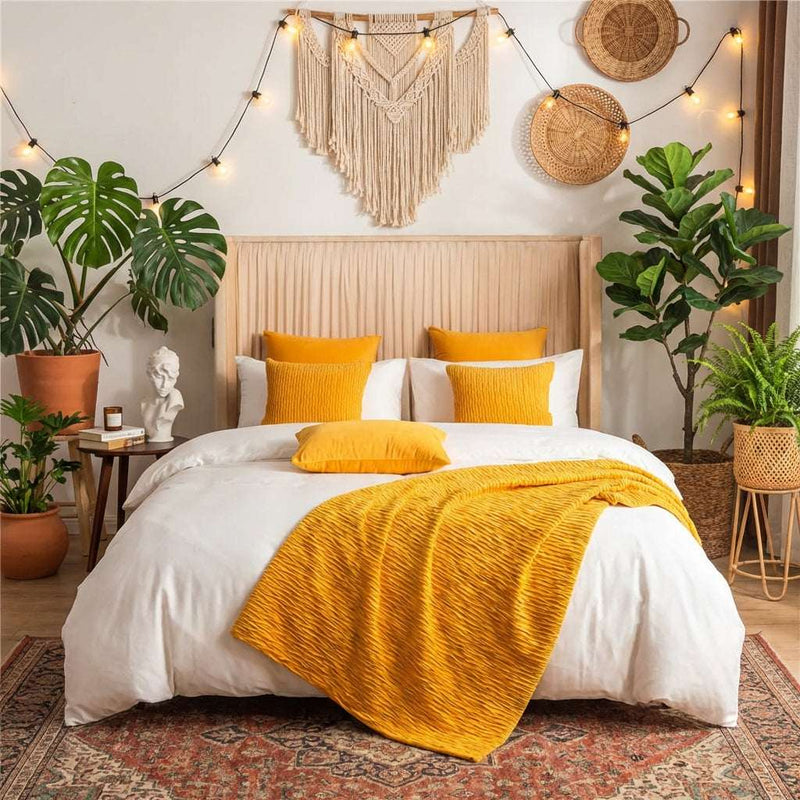 Cotton and Linen Bed Runner – Mustard yellow