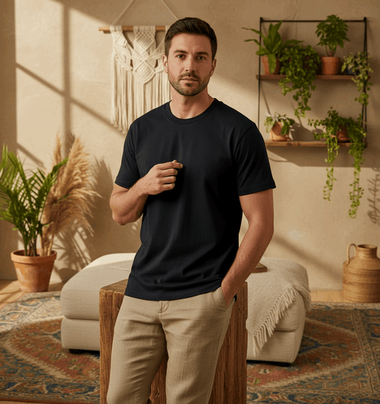 PureOnSkin Men's Loose Solid Color Cotton T-Shirt