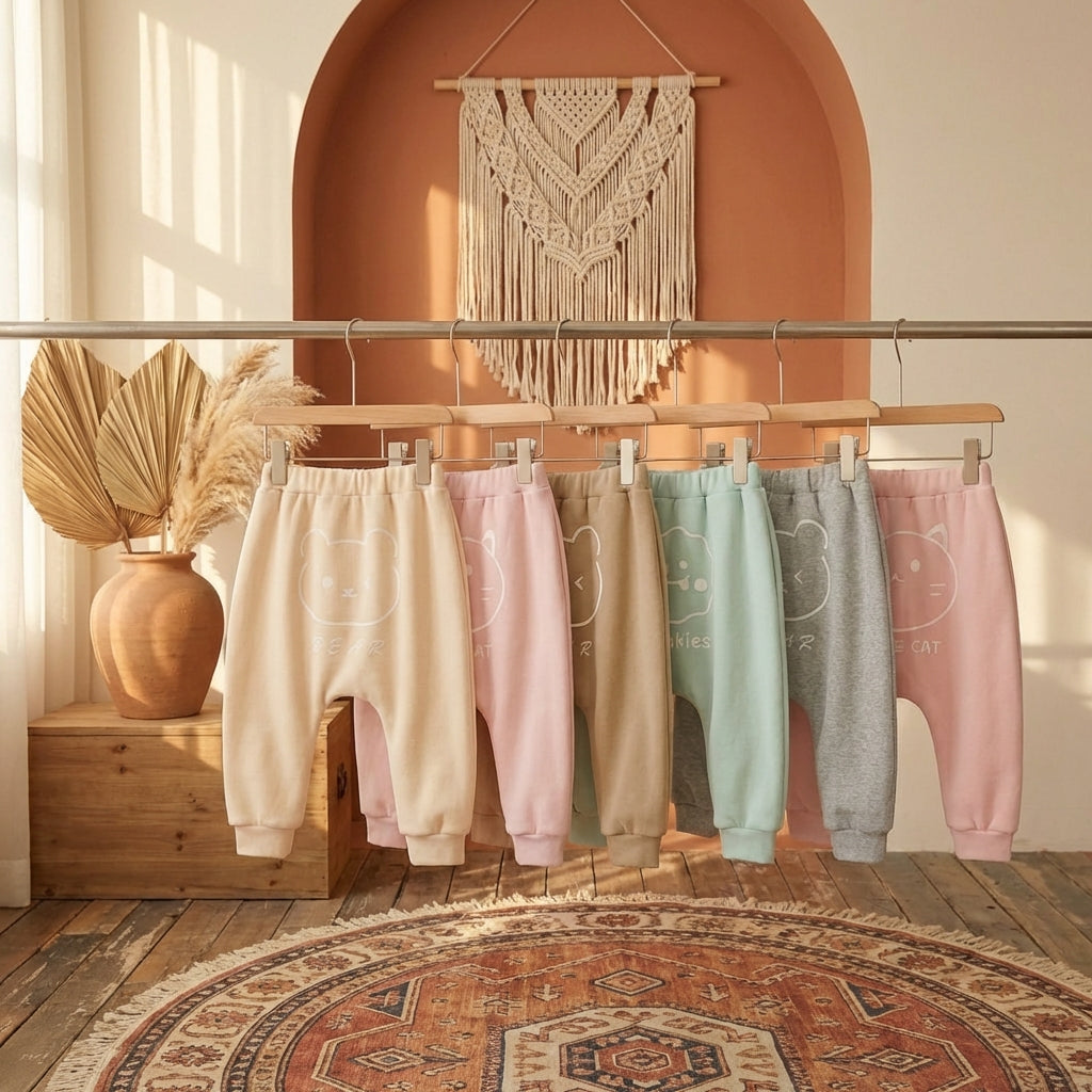 PureOnSkin Baby High-Waist Fleece-Lined Cotton Pants