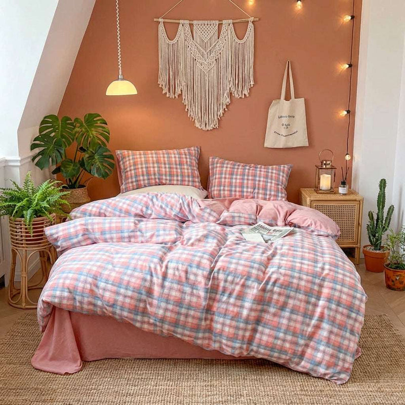 PureOnSkin 100 Washed Cotton Bed Sheet | Breathable Soft – Starry Orange