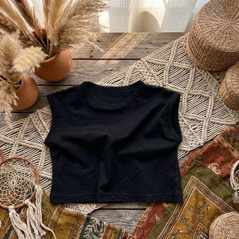 PureOnSkin Kids Slub Cotton Vest | Ultra-Soft Summer Tank – Black