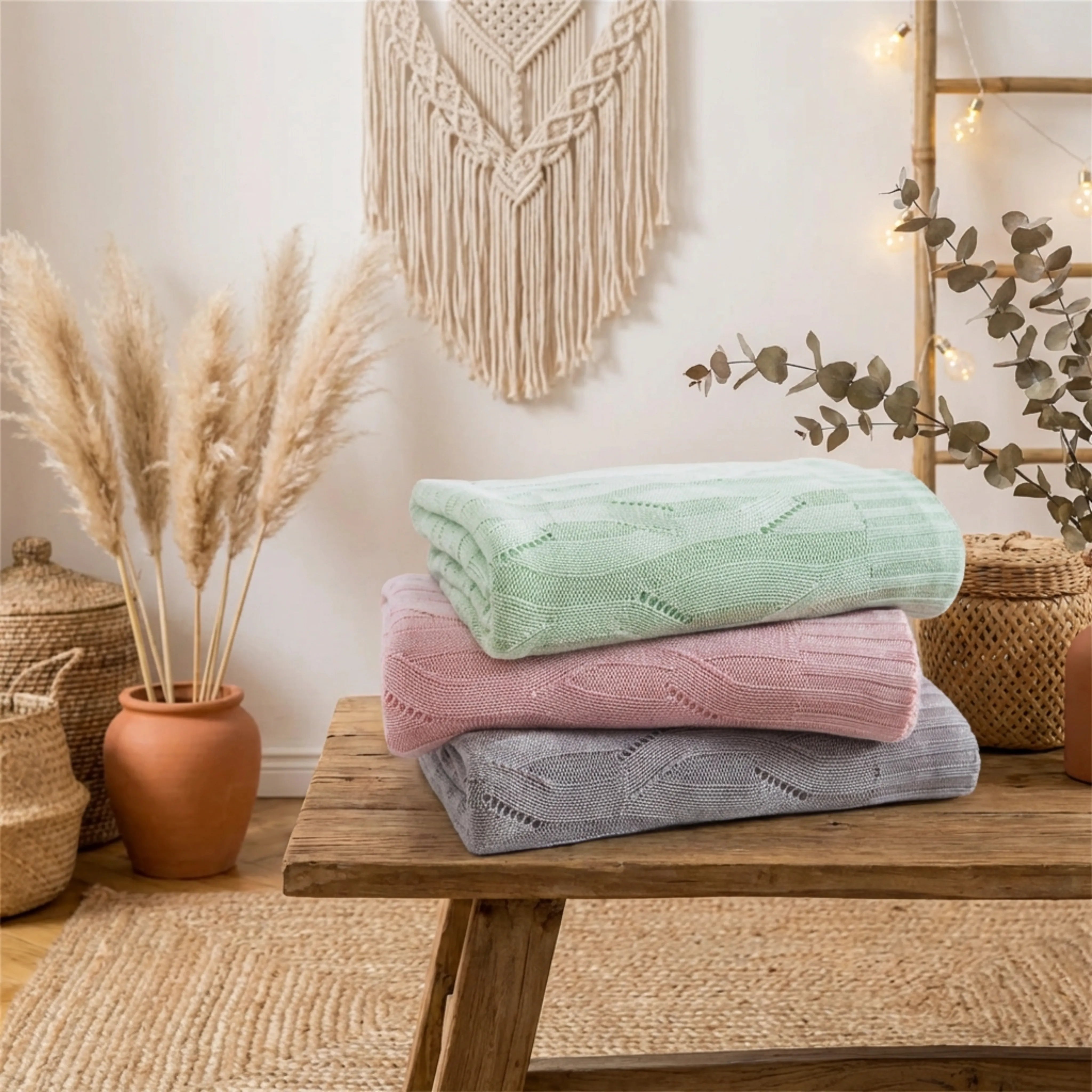 All-Season Bamboo Knitted Throw Blanket | Cooling & Soft – PureOnSkin