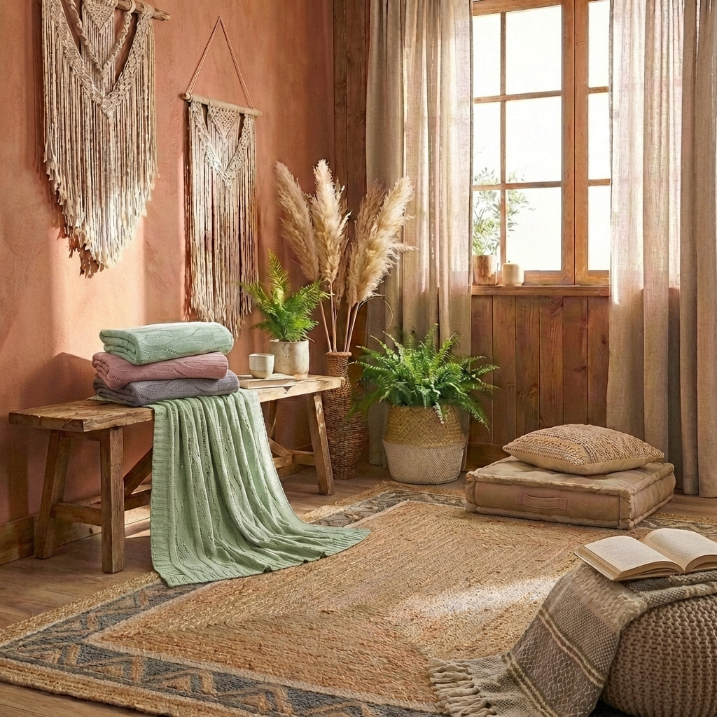 All-Season Bamboo Knitted Throw Blanket | Cooling & Soft