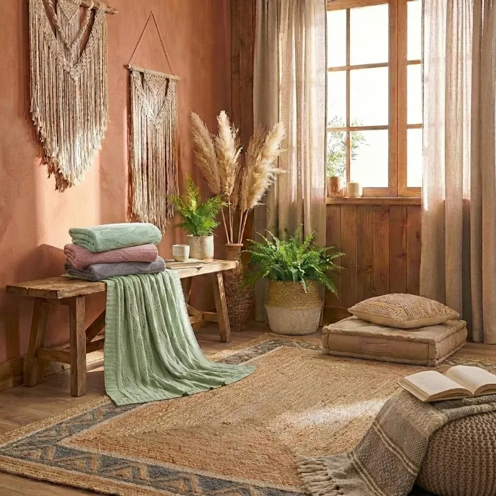 All-Season Bamboo Knitted Throw Blanket | Temperature-Regulating & Anti-Itch for Dermatitis Relief.