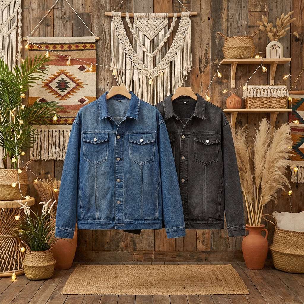 Classic Cotton Denim Jacket | PureOnSkin Skin-Safe Layer