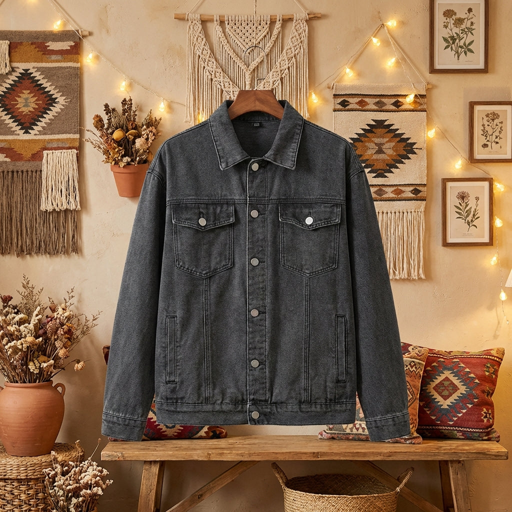 Classic Cotton Denim Jacket | PureOnSkin Skin-Safe Layer