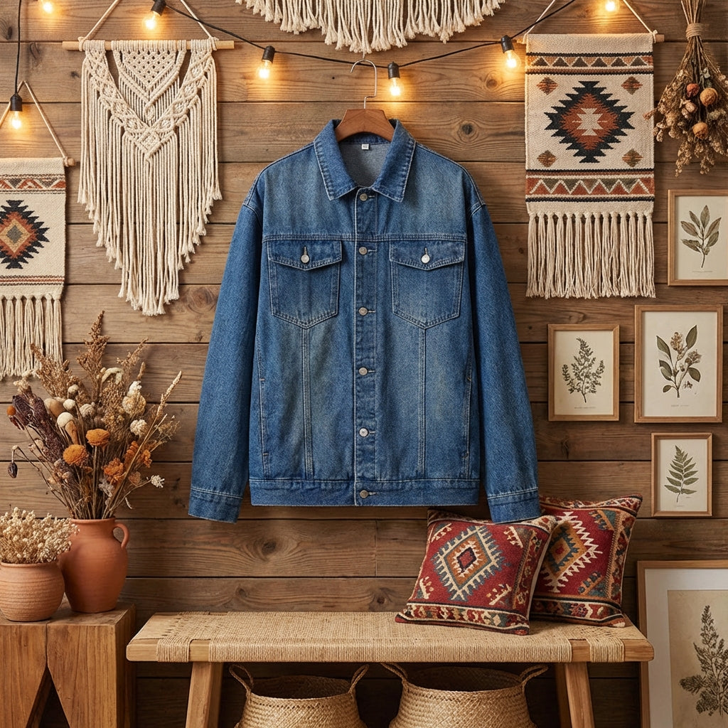 Classic Cotton Denim Jacket | PureOnSkin Skin-Safe Layer