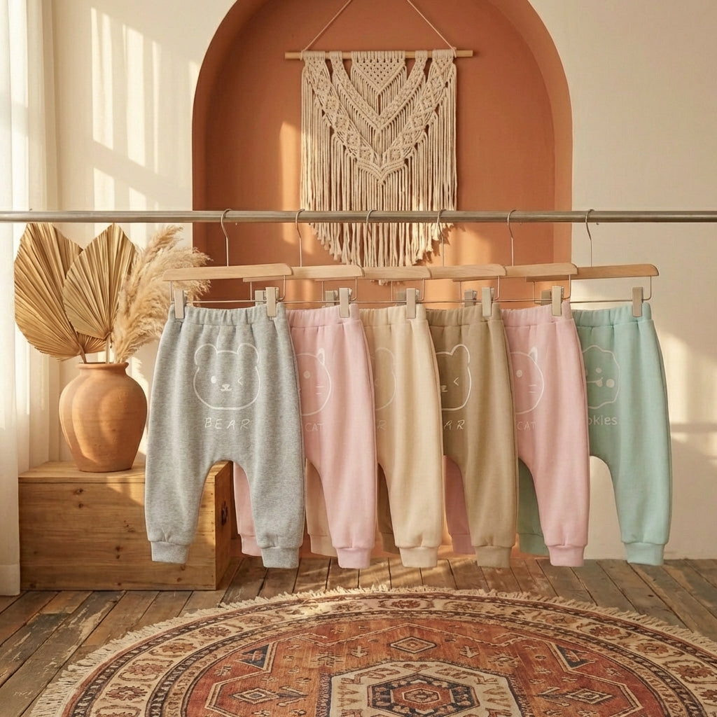 PureOnSkin Baby High-Waist Fleece-Lined Cotton Pants