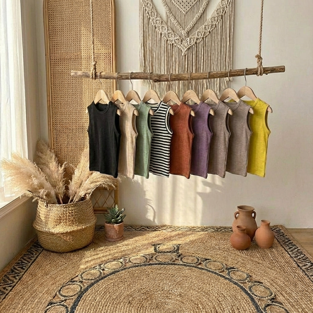 PureOnSkin Kids Slub Cotton Vest | Ultra-Soft Summer Tank