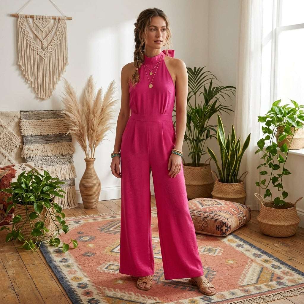 Cutout Sleeveless Wide Leg Jumpsuit