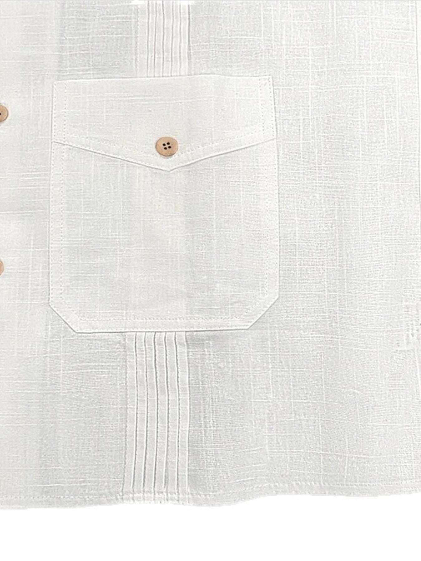 Front view of the Men’s White Cotton Buttoned Pocket Shirt showing the classic collar and chest pocket.