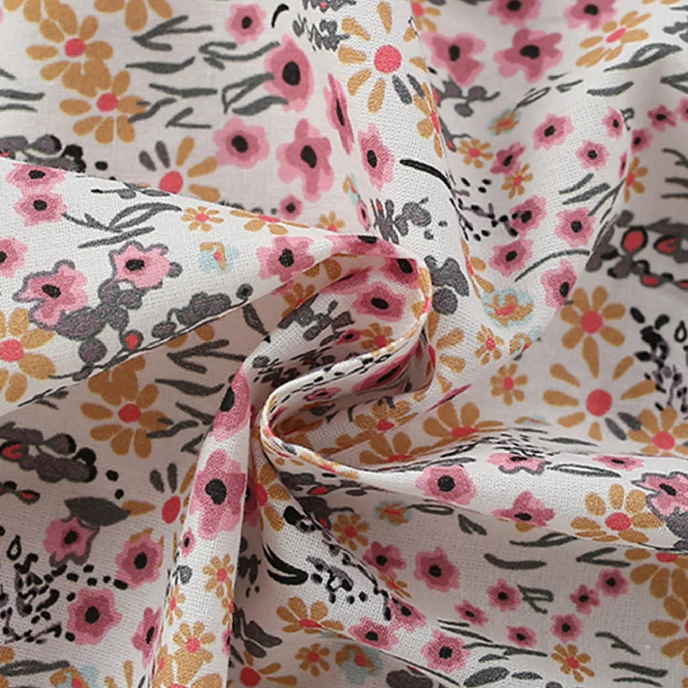 Ruffle sleeve detail on the Kids Floral Print Button Front Ruffle Sleeve Dress made from skin-friendly cotton.