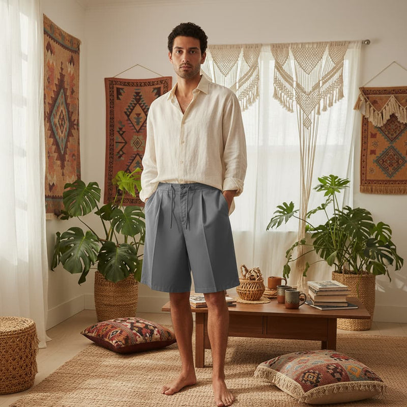 PureOnSkin Men’s Relaxed Fit Cotton Casual Shorts | Friction-Free for Sensitive Skin, Eczema & Dermatitis – Rock Gray
