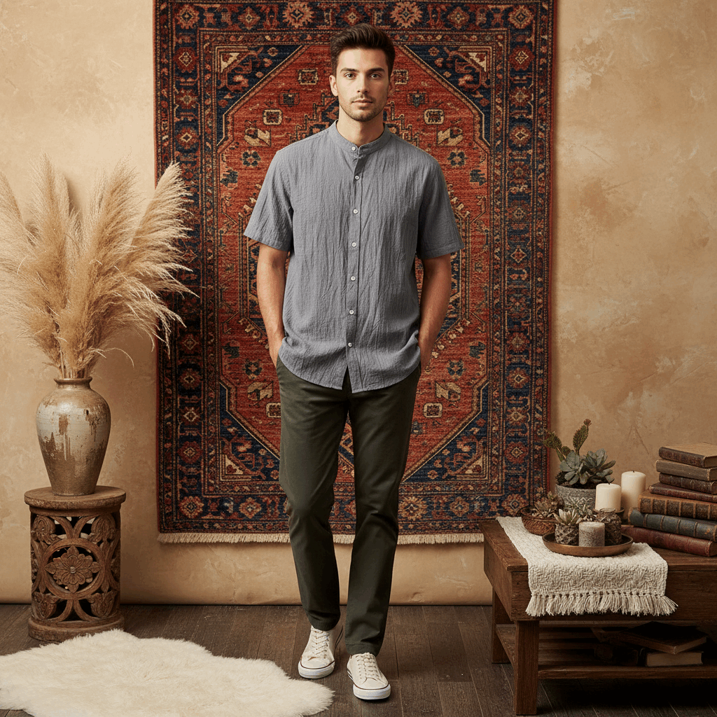 Men’s Plus Size Cotton Linen Look Shirt