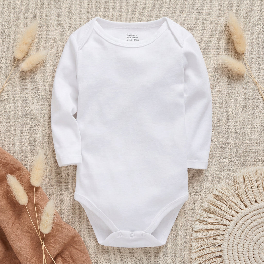 PureOnSkin Baby 100% Pure Cotton Long-Sleeve Bodysuit Multi-Pack (0–24 Months)