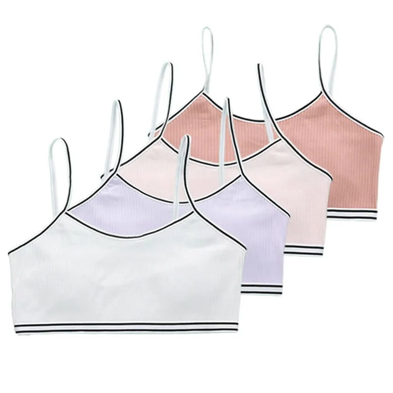 PureOnSkin Girls' 4 Pack Wireless Cotton Training Bra & Sports Vest