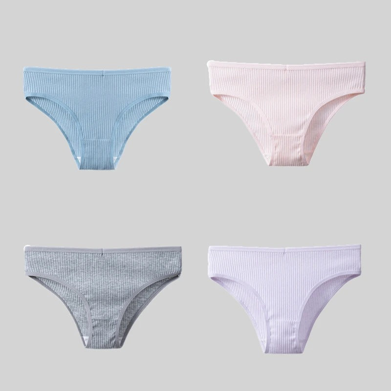 PureOnSkin 4PCS/Set Women's Cotton Striped Breathable Comfortable Briefs