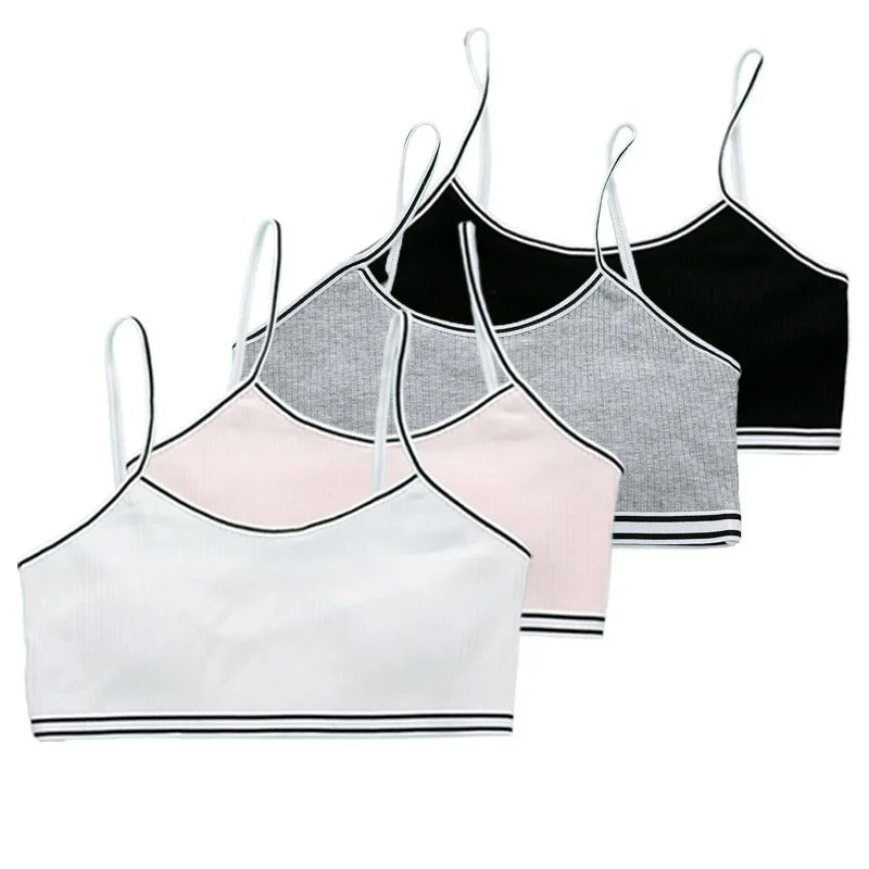 PureOnSkin Girls' 4 Pack Wireless Cotton Training Bra & Sports Vest