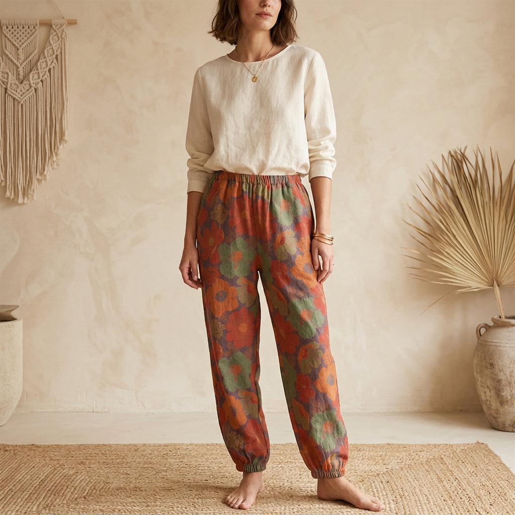 PureOnSkin Women’s 100% Cotton Crepe Gauze Floral Pajama Pants