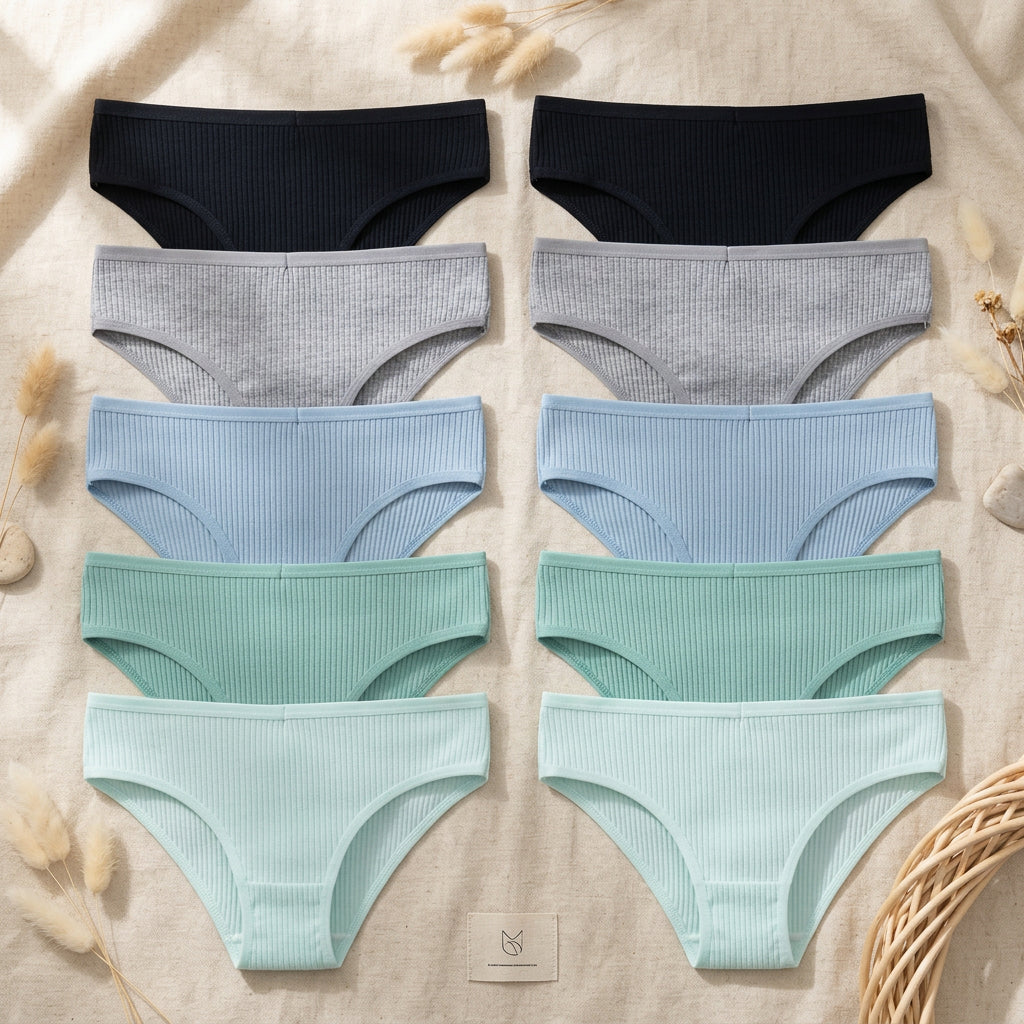 PureOnSkin Women’s 10 Piece Breathable Cotton Ribbed Briefs Set