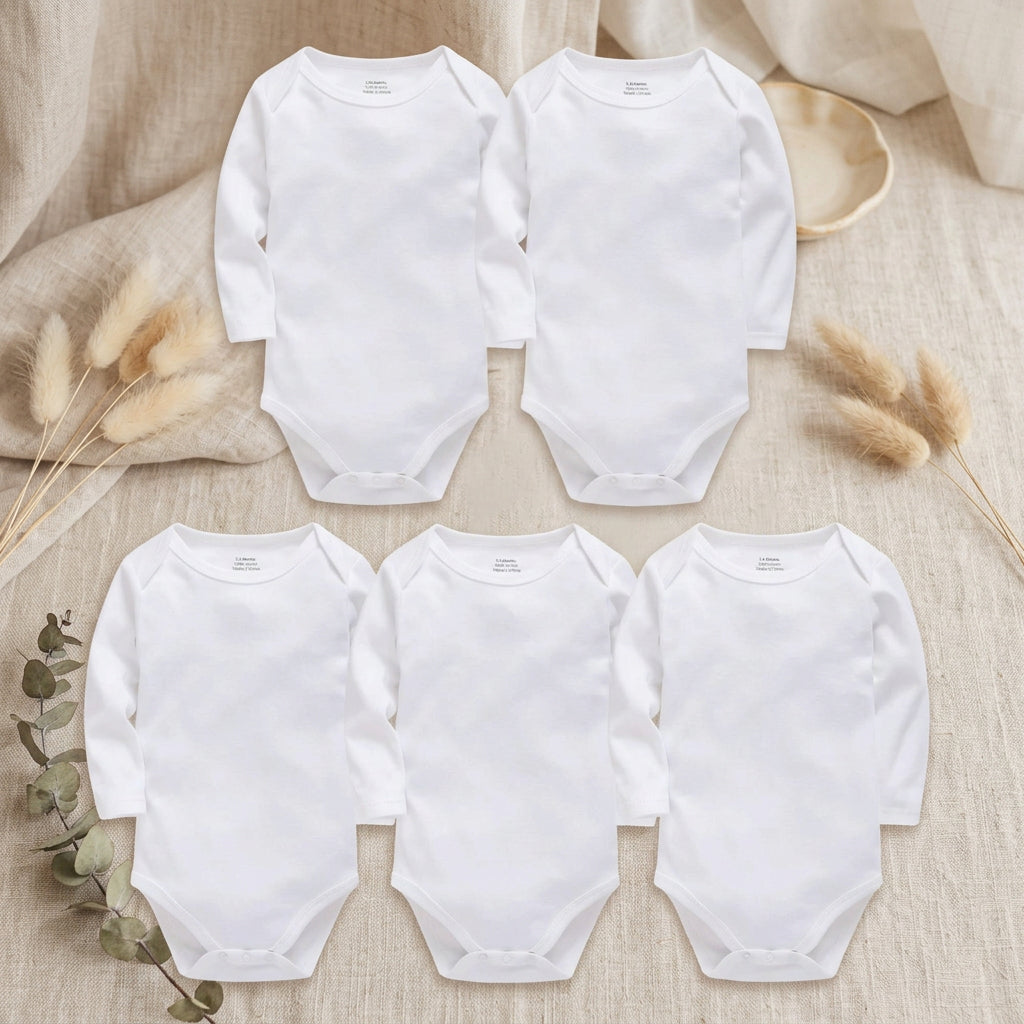 PureOnSkin Baby 100% Pure Cotton Long-Sleeve Bodysuit Multi-Pack (0–24 Months)