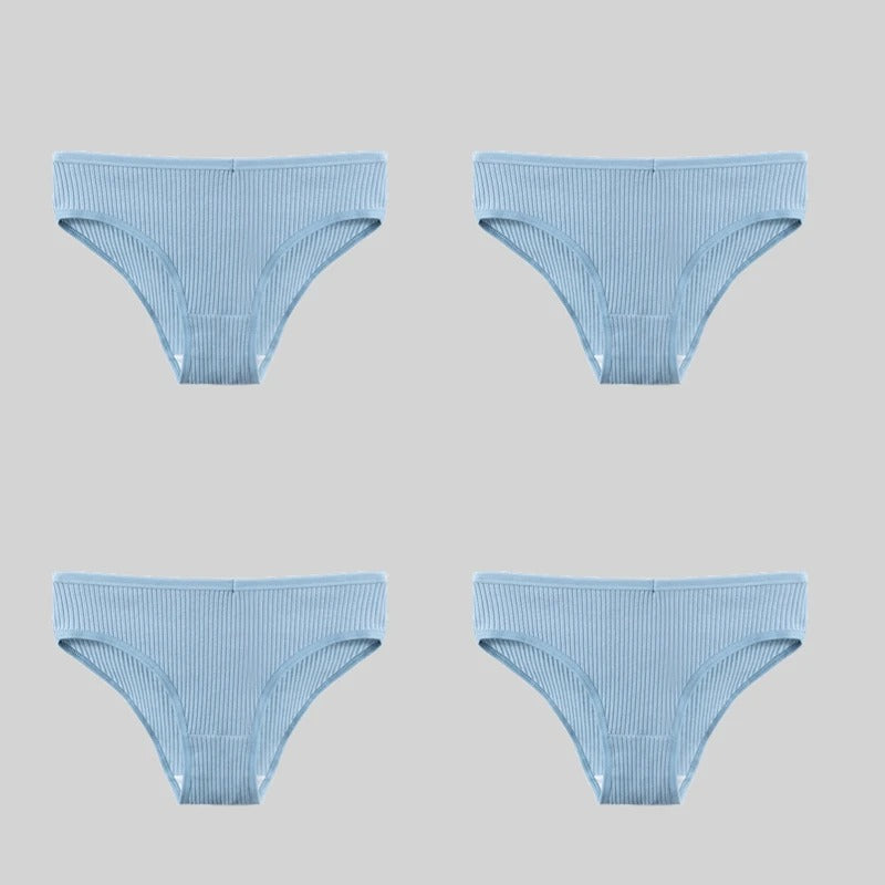 PureOnSkin 4PCS/Set Women's Cotton Striped Breathable Comfortable Briefs