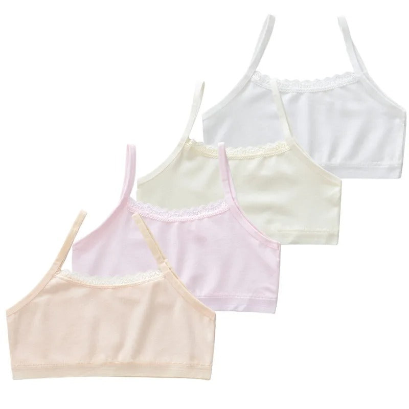 PureOnSkin Girls' 4 Pack Wireless Cotton Training Bra & Sports Vest