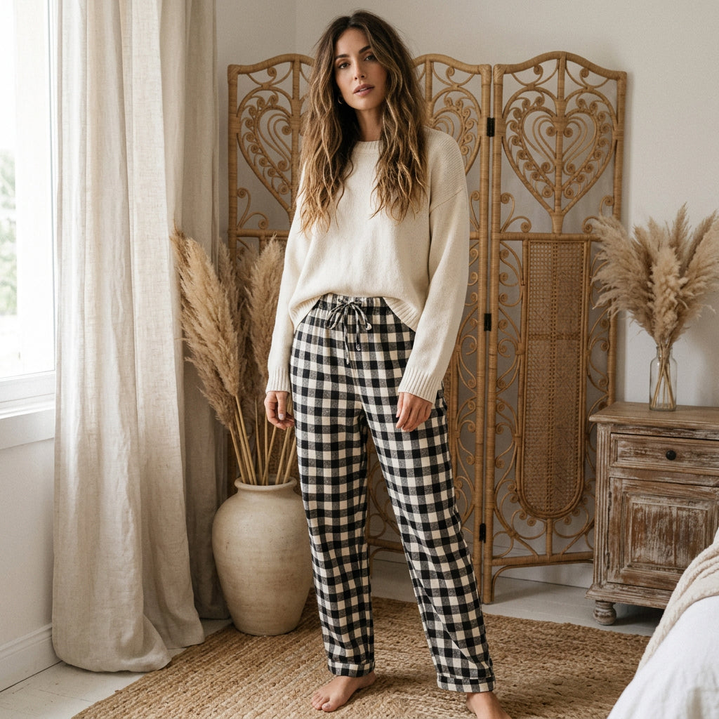 PureOnSkin Women’s 100% Cotton Flannel Plaid Pajama Pants