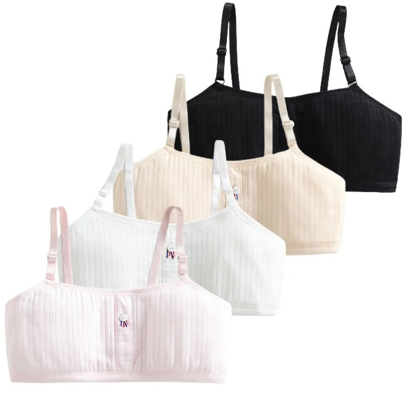 PureOnSkin Girls' 4 Pack Wireless Cotton Training Bra & Sports Vest
