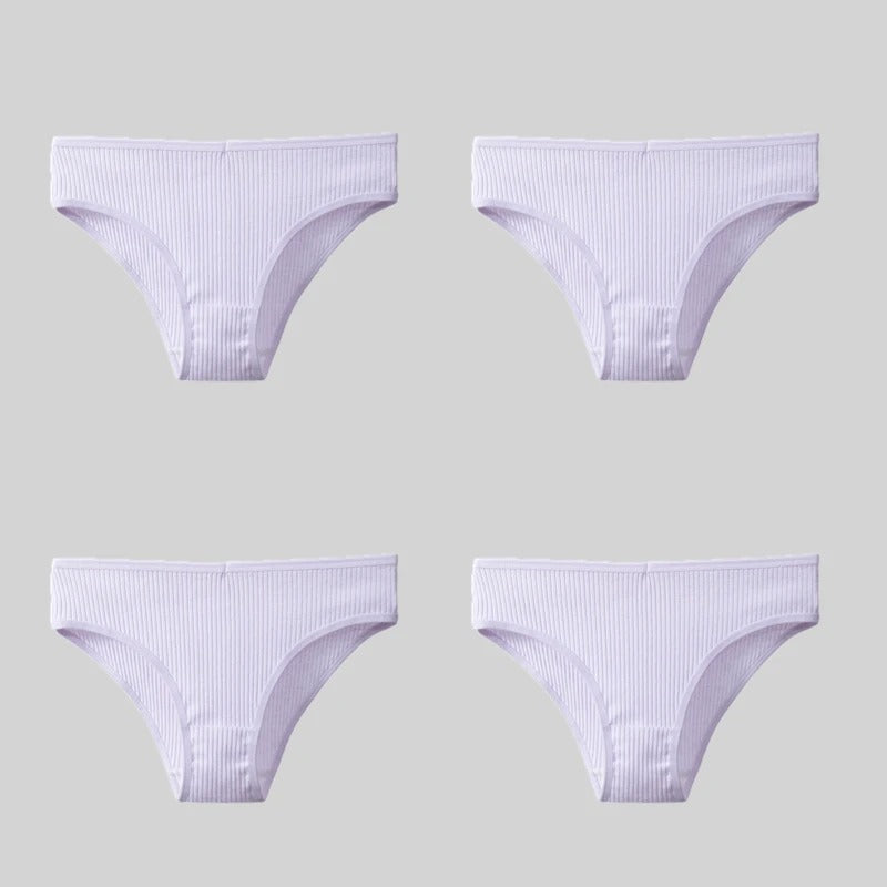 PureOnSkin 4PCS/Set Women's Cotton Striped Breathable Comfortable Briefs
