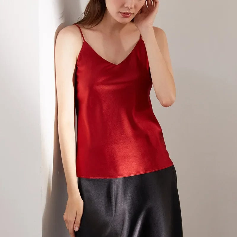 Women's Mulberry Silk Stretch Satin Sling Camisole Top