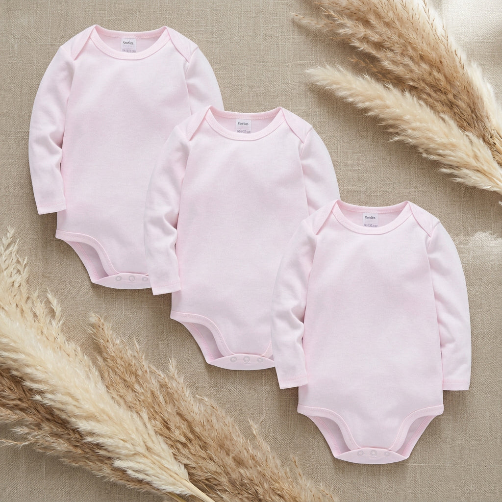 PureOnSkin Baby 100% Pure Cotton Long-Sleeve Bodysuit Multi-Pack (0–24 Months)