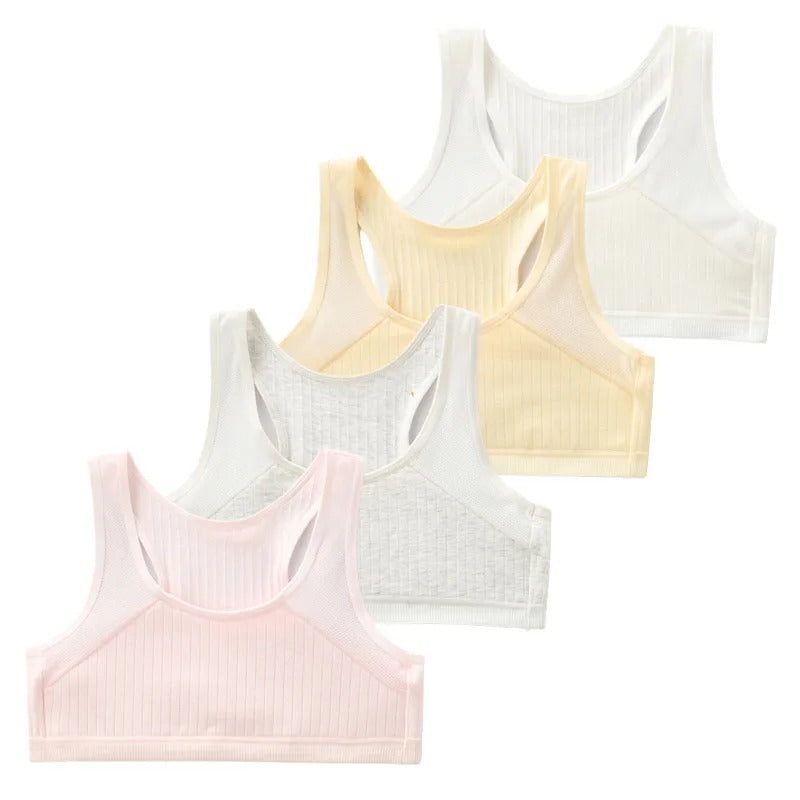 PureOnSkin Girls' 4 Pack Wireless Cotton Training Bra & Sports Vest