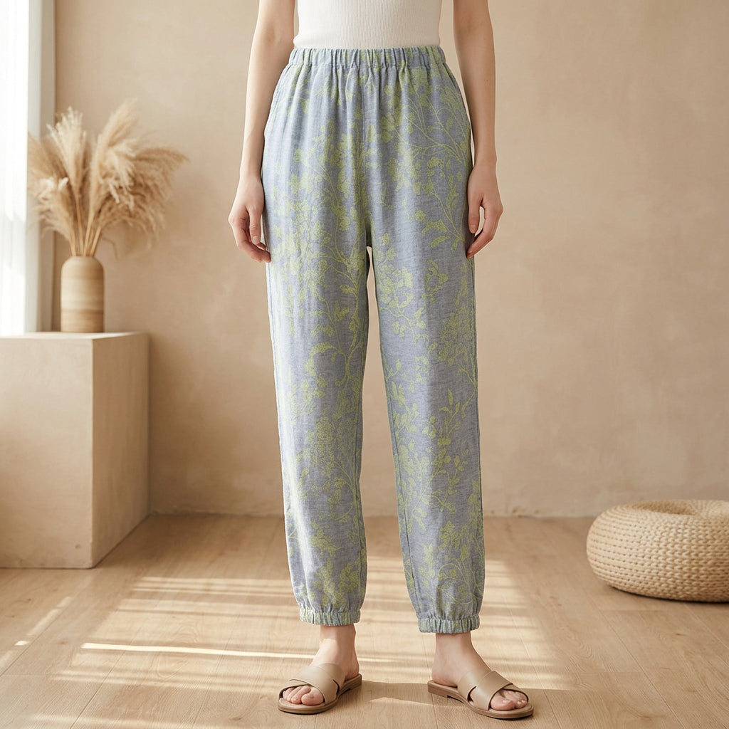 PureOnSkin Women’s 100% Cotton Crepe Gauze Floral Pajama Pants
