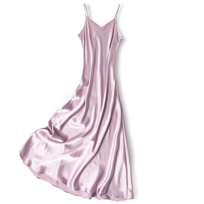 Women's Heavyweight 21MM Mulberry Silk French V-Neck Suspender Dress