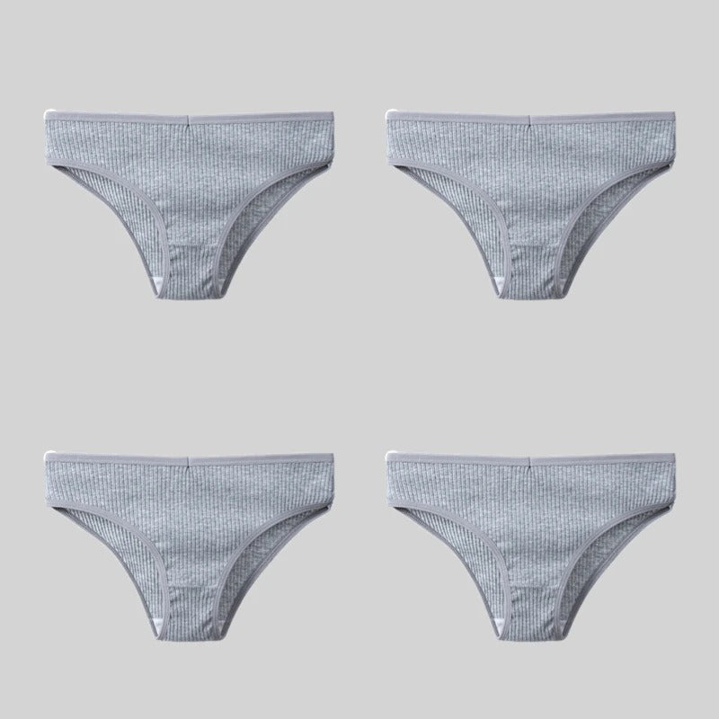 PureOnSkin 4PCS/Set Women's Cotton Striped Breathable Comfortable Briefs