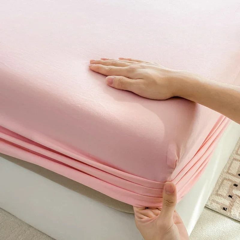 PureOnSkin 100% Pure Cotton Fitted Sheet with 360° Elastic Skirt – Pink