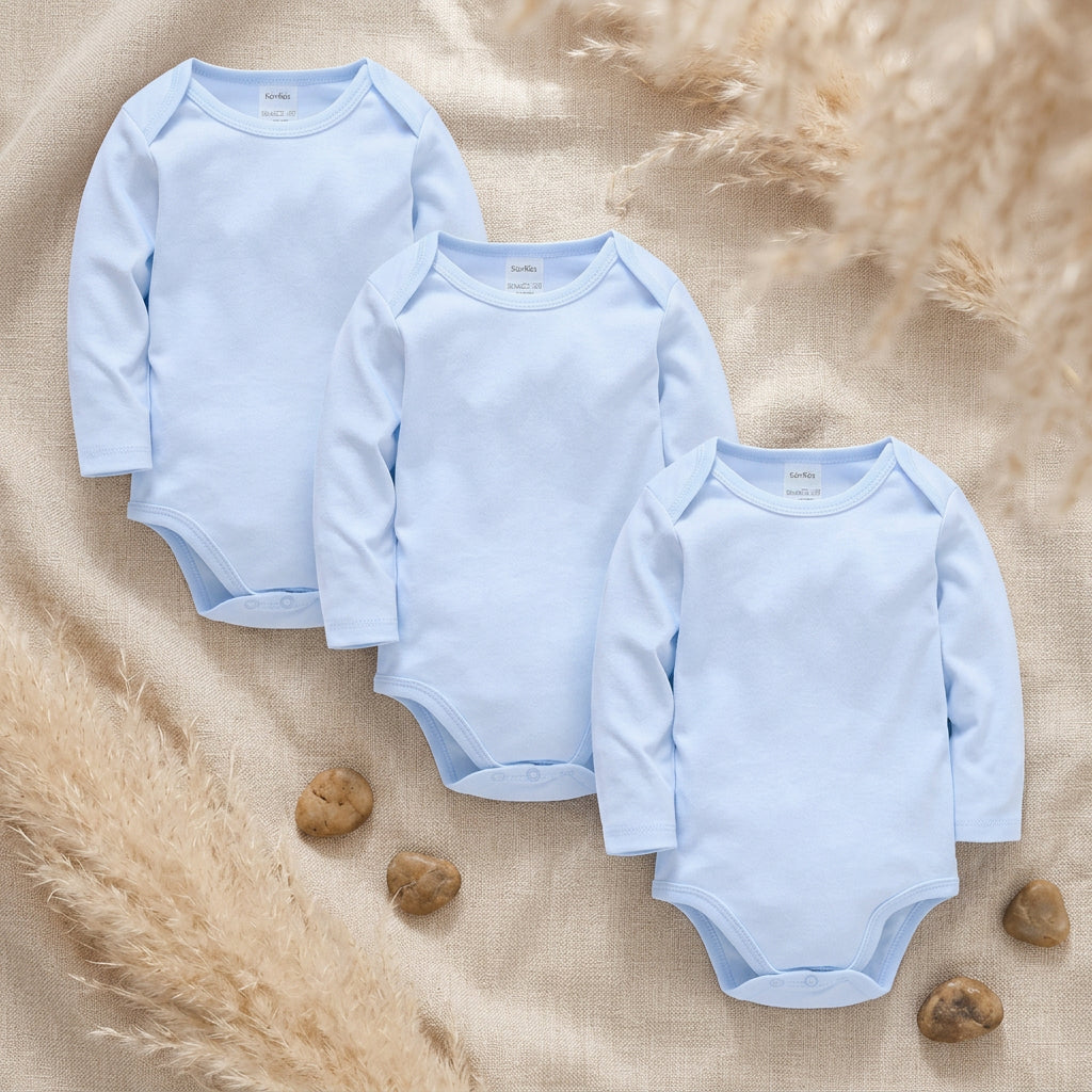 PureOnSkin Baby 100% Pure Cotton Long-Sleeve Bodysuit Multi-Pack (0–24 Months)