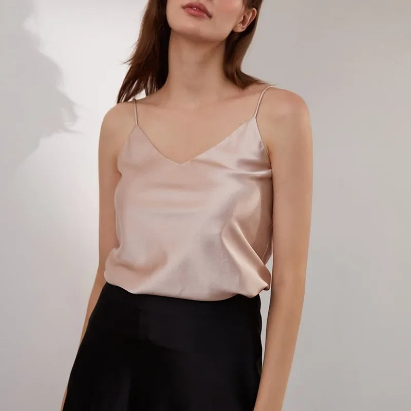 Women's Mulberry Silk Stretch Satin Sling Camisole Top
