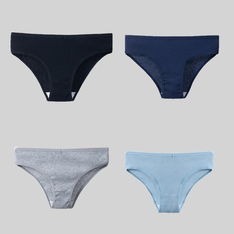 PureOnSkin 4PCS/Set Women's Cotton Striped Breathable Comfortable Briefs