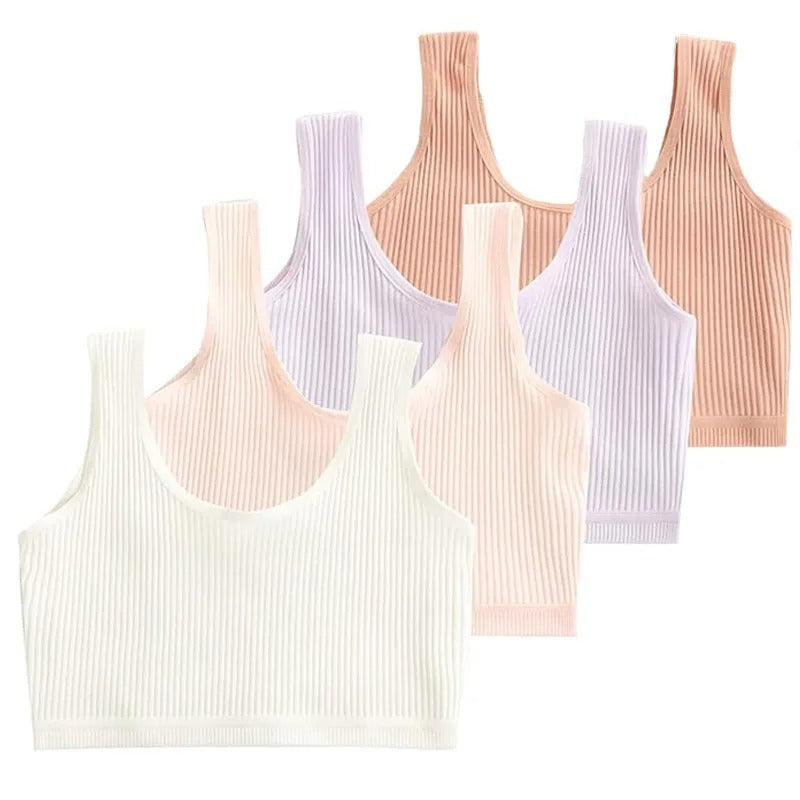 PureOnSkin Girls' 4 Pack Wireless Cotton Training Bra & Sports Vest