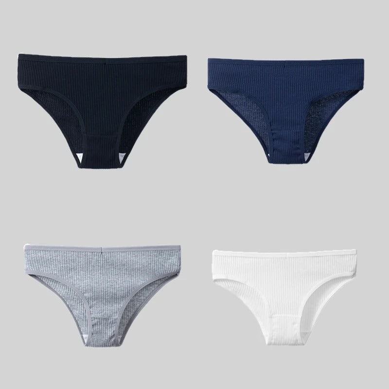 PureOnSkin 4PCS/Set Women's Cotton Striped Breathable Comfortable Briefs