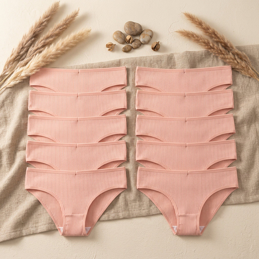 PureOnSkin Women’s 10 Piece Breathable Cotton Ribbed Briefs Set