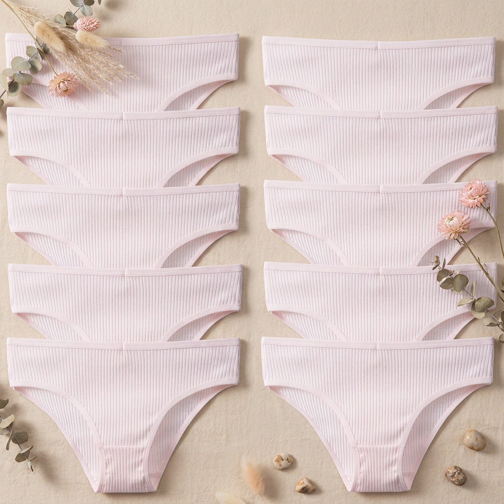 PureOnSkin Women’s 10 Piece Breathable Cotton Ribbed Briefs Set