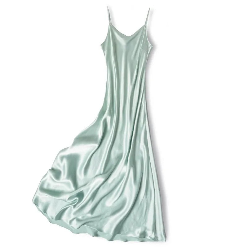 Women's Heavyweight 21MM Mulberry Silk French V-Neck Suspender Dress